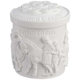 H&O Direct White Tea Retro Embossed Scented Candle - Size: 10.5 x 7 x 7cm - Wilko