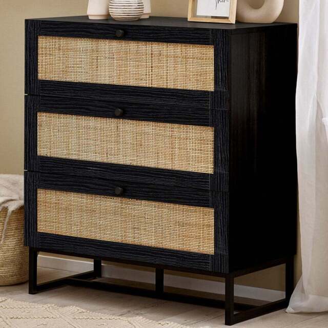 Julian Bowen Padstow 3 Drawer Black Chest of Drawers - Wilko - image 1