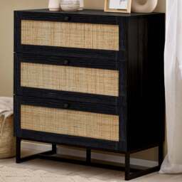 Julian Bowen Padstow 3 Drawer Black Chest of Drawers - Wilko - thumbnail 1