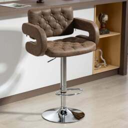 Portland Coffee PU Leather Height Adjustable Swivel Bar Stool - Size: Set of 2 - Wilko