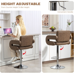 Portland Coffee PU Leather Height Adjustable Swivel Bar Stool - Size: Set of 2 - Wilko - thumbnail 5