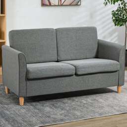 Portland 2 Seater Grey Linen Loveseat Sofa - Wilko