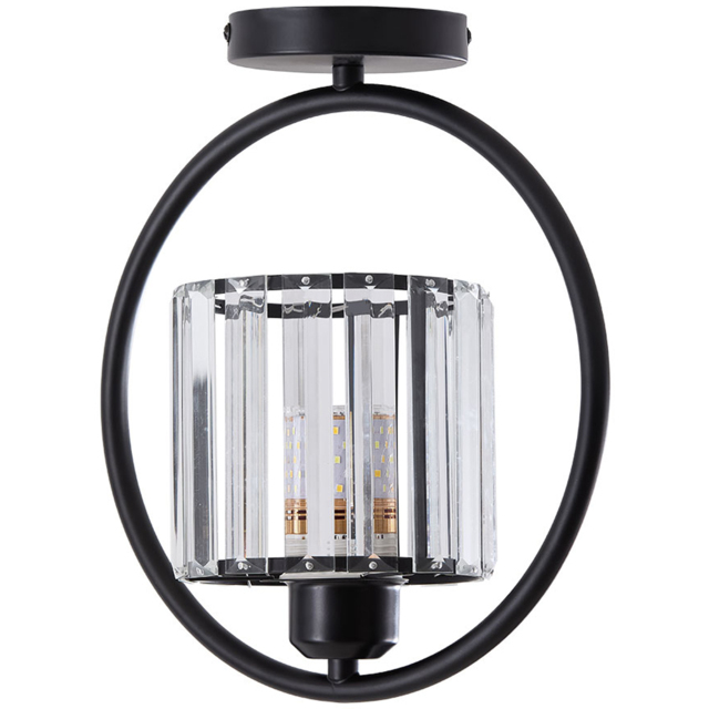 Living and Home Cylindric Shade Black Crystal E27 Ceiling Light - Size: 28.5 x 24.7 x 12.5cm - Wilko - image 1
