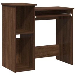 vidaXL 2 Shelf Computer Desk with Keyboard Tray Brown Oak - Size: 78 x 84 x 40cm - Wilko - thumbnail 3