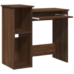 vidaXL 2 Shelf Computer Desk with Keyboard Tray Brown Oak - Size: 78 x 84 x 40cm - Wilko - thumbnail 4