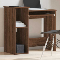 vidaXL 2 Shelf Computer Desk with Keyboard Tray Brown Oak - Size: 78 x 84 x 40cm - Wilko - thumbnail 1