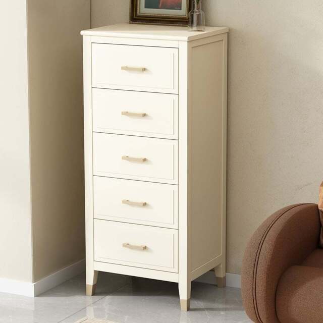 Palazzi 5 Drawer White Narrow Chest of Drawers - Wilko - image 1