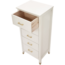 Palazzi 5 Drawer White Narrow Chest of Drawers - Wilko - thumbnail 6