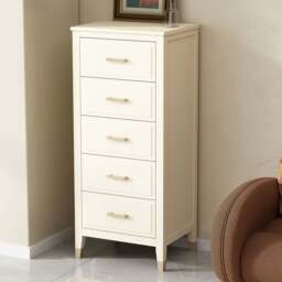 Palazzi 5 Drawer White Narrow Chest of Drawers - Wilko