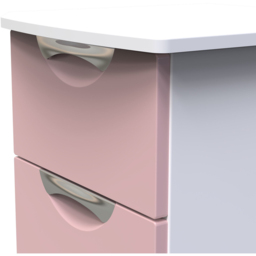 Crowndale Camden 3 Drawer Kobe Pink and White Bedside Cabinet Ready Assembled - Kobe Pink & White - Wilko - thumbnail 6