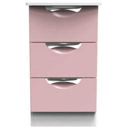 Crowndale Camden 3 Drawer Kobe Pink and White Bedside Cabinet Ready Assembled - Kobe Pink & White - Wilko - thumbnail 3