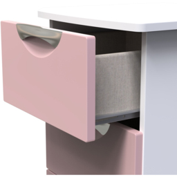 Crowndale Camden 3 Drawer Kobe Pink and White Bedside Cabinet Ready Assembled - Kobe Pink & White - Wilko - thumbnail 7