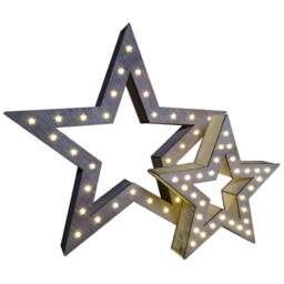 Samuel Alexander Wooden Star 60 Warm White LED Christmas Decoration 2 Pack - Size: 48 x 29 x 29cm - Wilko - thumbnail 3