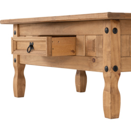 Seconique Corona Single Drawer Distressed Waxed Pine Coffee Table - Size: 61 x 100 x 45cm - Brown - Wilko - thumbnail 6