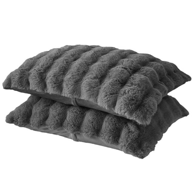 Sweet Dreams Alpine Faux Fur Charcoal Pillowcase 2 Pack - Size: 50 x 75 x 1cm - Wilko - image 1