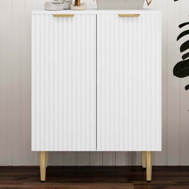 HOMCOM 2 Door White Sideboard Storage Cabinet - Size: 16 x 48 x 87cm - Wilko - image 1