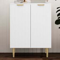 HOMCOM 2 Door White Sideboard Storage Cabinet - Size: 16 x 48 x 87cm - Wilko