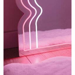 Pink and White Neon Wave LED Mirror - Wilko - thumbnail 5