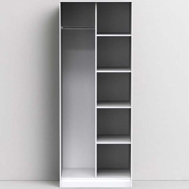 Crowndale Diamond Ready Assembled Matt White Tall Open Wardrobe - Size: Doorless - Wilko - image 1