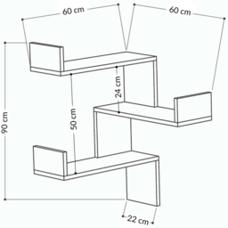 Decortie Luksa 3 Shelf White Corner Wall Mounted Bookcase - Wilko - thumbnail 7