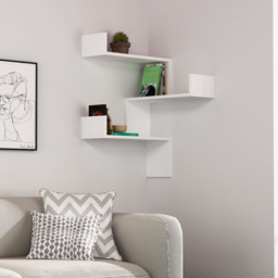 Decortie Luksa 3 Shelf White Corner Wall Mounted Bookcase - Wilko - thumbnail 5