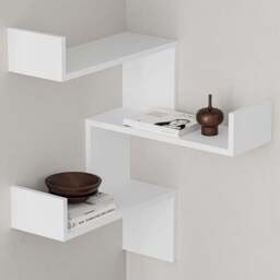 Decortie Luksa 3 Shelf White Corner Wall Mounted Bookcase - Wilko - thumbnail 1