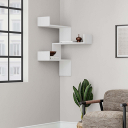 Decortie Luksa 3 Shelf White Corner Wall Mounted Bookcase - Wilko - thumbnail 4
