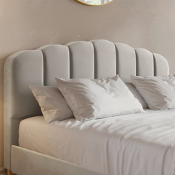 Flair Scallop Double Beige Velvet Bed Frame - Cream - Wilko - thumbnail 5