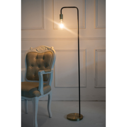 Kliving Caitlin Antique Brass and Black Industrial Floor Lamp - Size: 146 x 21 x 21cm - Gold - Wilko - thumbnail 3