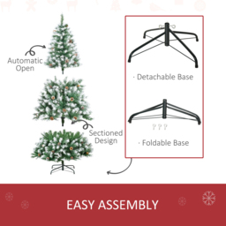 Everglow Automatic Open Green Snow Flocked Artificial Christmas Tree with Pine Cones 6ft - Wilko - thumbnail 7
