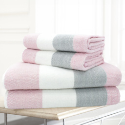 Velosso Weston Pink Strip Hand Towel Set of 2 - Wilko - thumbnail 3