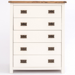 Cabinet Bits Lovere 5 Drawer White Brass Drop Handle Chest of Drawers - Wilko - thumbnail 3