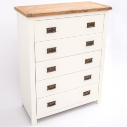 Cabinet Bits Lovere 5 Drawer White Brass Drop Handle Chest of Drawers - Wilko - thumbnail 5