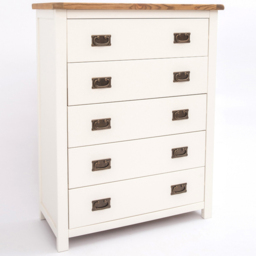 Cabinet Bits Lovere 5 Drawer White Brass Drop Handle Chest of Drawers - Wilko - thumbnail 4