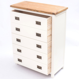 Cabinet Bits Lovere 5 Drawer White Brass Drop Handle Chest of Drawers - Wilko - thumbnail 6