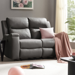 Home Detail Collins 2 Seater Grey Air Leather Manual Recliner Sofa - Wilko