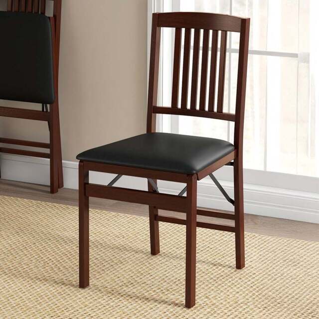Costway Set of 2 Brown Foldable Dining Chairs - Size: 94 x 48 x 36cm - Wilko - image 1