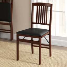 Costway Set of 2 Brown Foldable Dining Chairs - Size: 94 x 48 x 36cm - Wilko - thumbnail 1