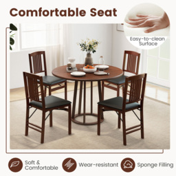 Costway Set of 2 Brown Foldable Dining Chairs - Size: 94 x 48 x 36cm - Wilko - thumbnail 7