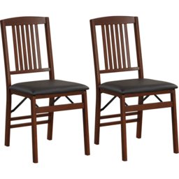 Costway Set of 2 Brown Foldable Dining Chairs - Size: 94 x 48 x 36cm - Wilko - thumbnail 4