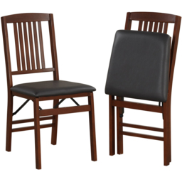 Costway Set of 2 Brown Foldable Dining Chairs - Size: 94 x 48 x 36cm - Wilko - thumbnail 3