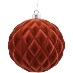 Pack of 4 Flocked Baubles - Amber Charm - Wilko - thumbnail 7