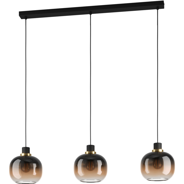 EGLO Oilella Black and Brown Glass Pendant Light - Size: 110 x 19 x 95cm - Wilko - image 1