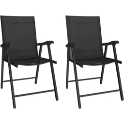 Outsunny Set of 2 Black Foldable Garden Chair with High Back and Curved Armrests - Wilko - thumbnail 3
