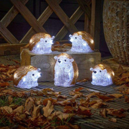Marco Paul White LED Pre Lit Ice Hedgehogs Outdoor Christmas Decoration 5 Pack - Size: 20 x 40 x 14cm - Brown - Wilko - thumbnail 1