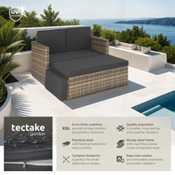 tectake Corfu 2 Seater Nature Garden Sofa with Sun Lounger - Size: 71.5 x 64.5 x 119cm - Brown - Wilko - thumbnail 7