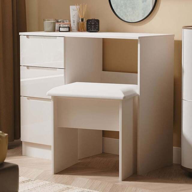 Crowndale Milan 3 Drawer Kashmir Gloss and Kashmir Dressing Table Ready Assembled - Size: 80 x 90 x 39cm - Kashmir Gloss & Kashmir - Wilko - image 1
