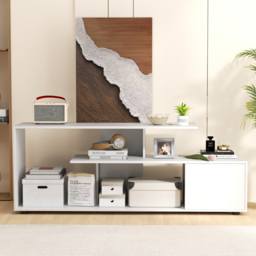 Costway White 3 Tier Asymmetrical Media Console Table - Size: 152 x 38 x 58cm - Wilko - thumbnail 4