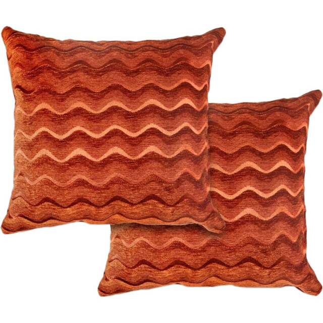 Serene Waves Terracotta Cushion Cover 43 x 43cm - Orange - Wilko - image 1