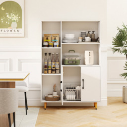 Costway 5 Compartment 2 Door White Bookcase - Size: 80 x 23 x 119cm - Wilko - thumbnail 5